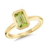 10K Yellow Gold Bezel-Set Emerald-Cut Peridot Ring