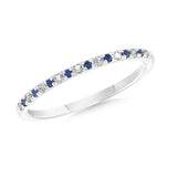 14K White Gold Diamond & Sapphire Stackable Band