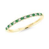 14K Yellow Gold Diamond & Emerald Stackable Band