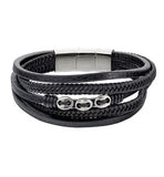 Men's Black Leather Bracelet