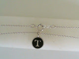 Sterling Silver "T" Charm with Black Enamel Background