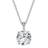 14k White Gold 3ct Round Diamond Solitaire Pendant