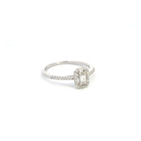 14k White Gold Emerald-Cut Diamond with Diamond Halo Ring