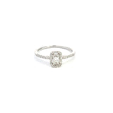14k White Gold Emerald-Cut Diamond with Diamond Halo Ring