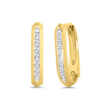 10k Yellow Gold Geometric Diamond Hoop Earrings