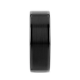 Flat Black Tungsten Ring with Brushed Center & Polished Edges