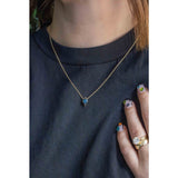 14K Yellow Gold Kite-Shaped London Blue Topaz Necklace