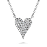 10k White Gold Pave Diamond Heart Necklace
