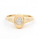 14k Yellow Gold Oval Diamond Signet Ring